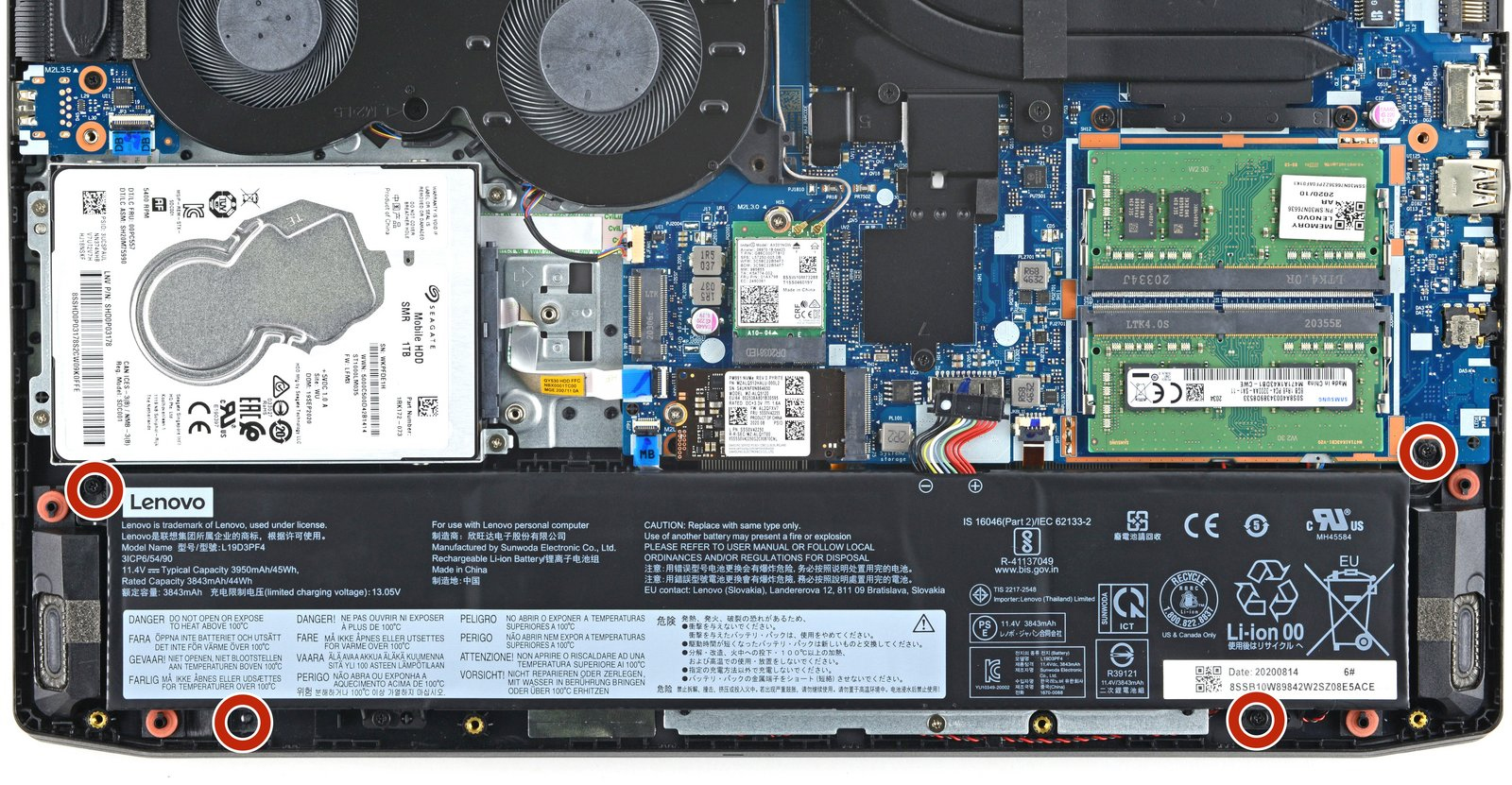 Internal Photo of Lenovo IdeaPad Gaming 3 15IMH05 Hinge (IdeaPad Gaming 3 15IMH05)